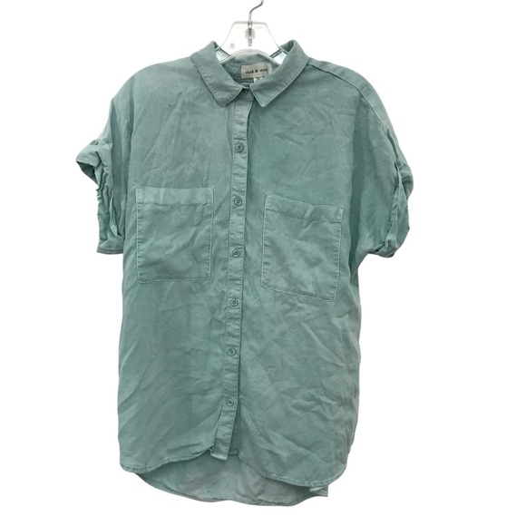 Cloth & Stone Anthropologie Blue Button Down Tencel Shirt Size Medium - Picture 4 of 4